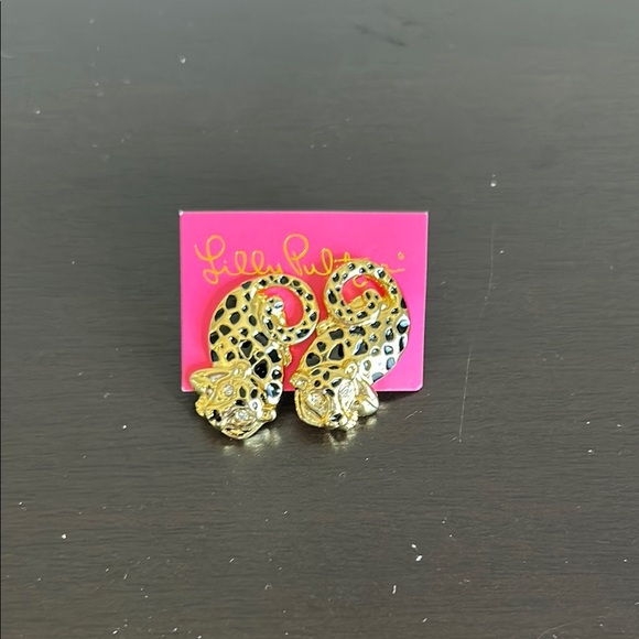 Lilly Pulitzer Jewelry - Lilly Pulitzer Lying Leopard Pierced Earrings NEW